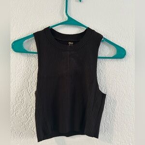 NWT Aerie Black Ribbed High Neck Crop Top size xs